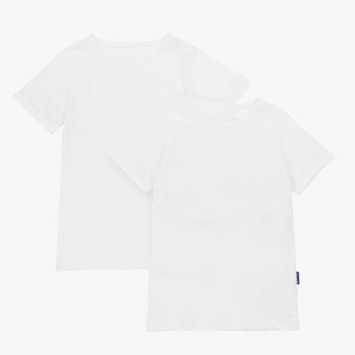 Claesen's-Boys White Cotton T-Shirt Vests (2 Pack) | Childrensalon