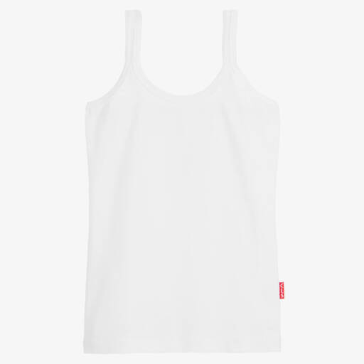 Claesen's-Girls White Cotton Jersey Vest | Childrensalon