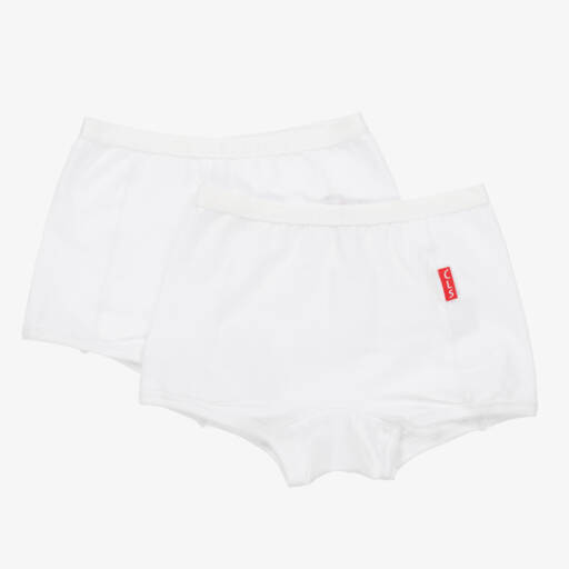 Claesen's-Girls White Cotton Knickers (2 Pack) | Childrensalon