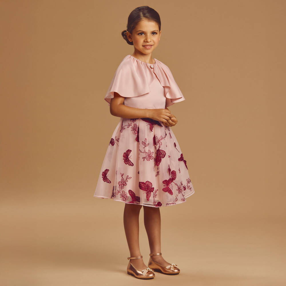 Coeur by Childrensalon-Girls Embroidered Butterfly Pink Skirt Set | Childrensalon