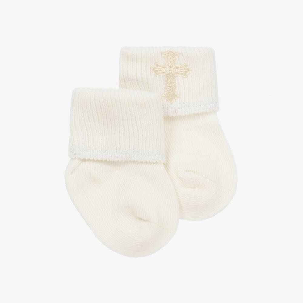 Country Kids-Ivory Cotton Christening Baby Socks | Childrensalon