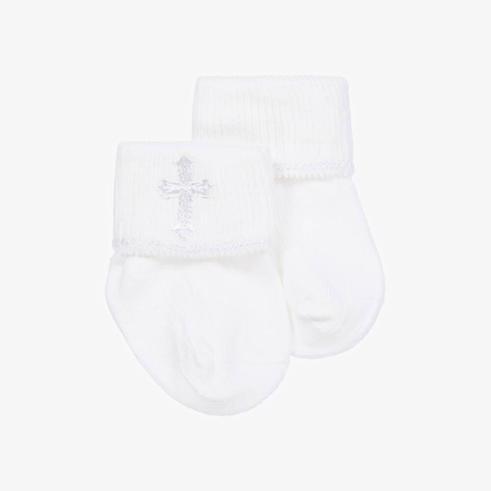 Country Kids-White Cotton Christening Baby Socks | Childrensalon