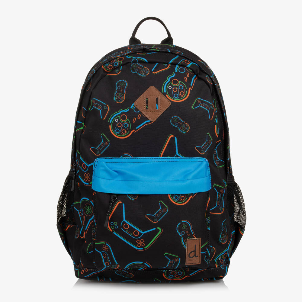 Deux par Deux-Boys Black Video Game Print Backpack (46cm) | Childrensalon