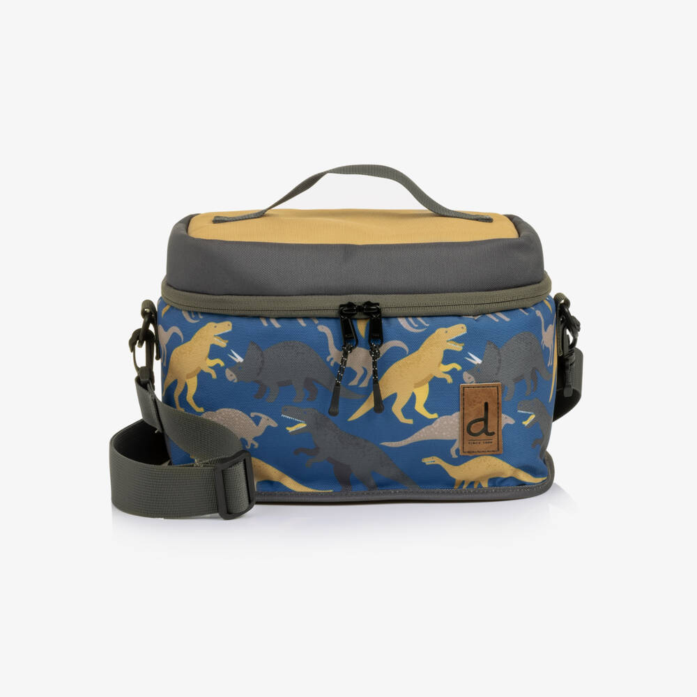 Deux par Deux-Boys Blue & Beige Dino Print Lunch Bag (25cm) | Childrensalon