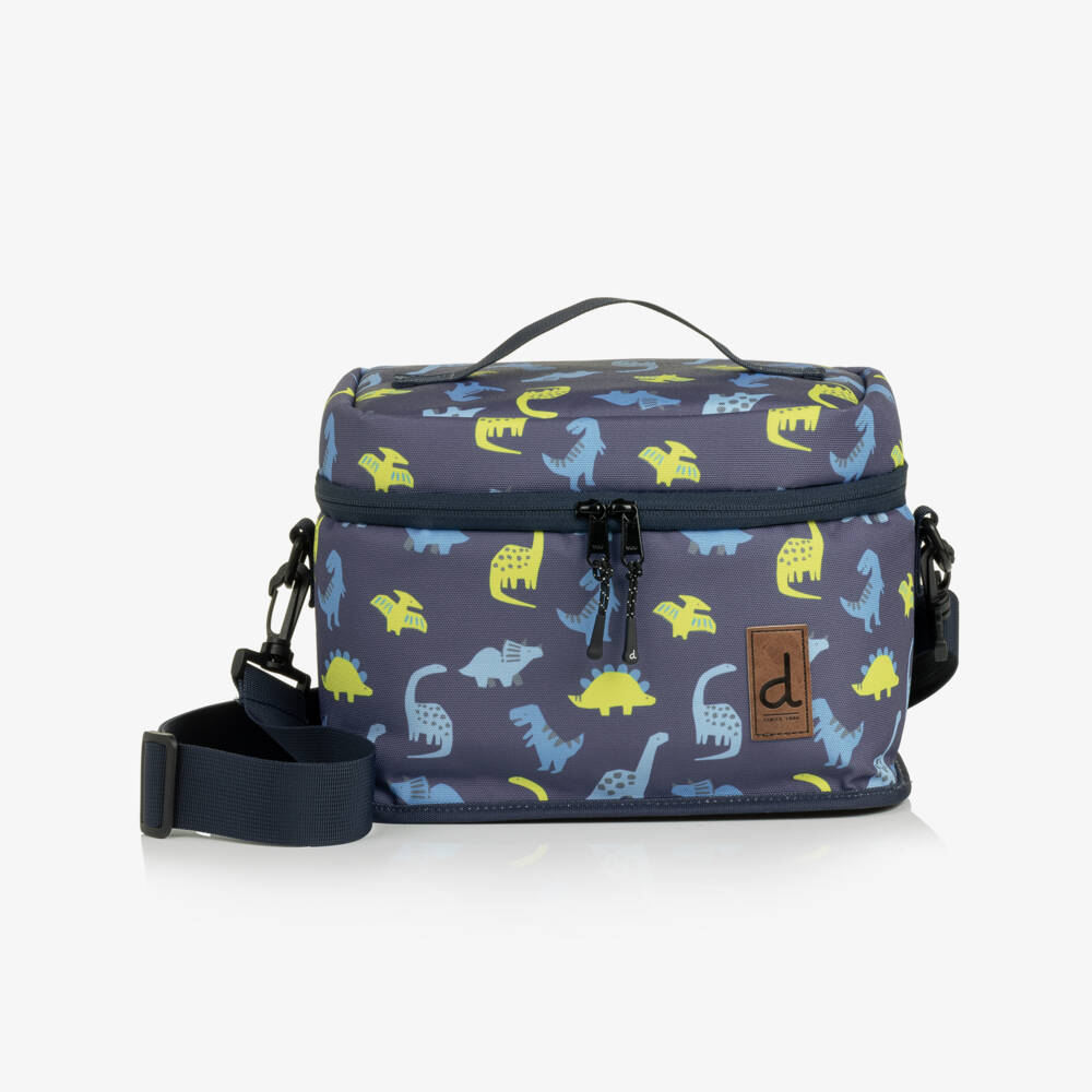 Deux par Deux-Boys Navy Blue Dino Print Lunch Bag (25cm) | Childrensalon