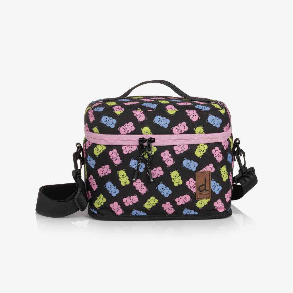 Deux par Deux-Girls Black Gummy Bear Print Lunch Bag (25cm) | Childrensalon