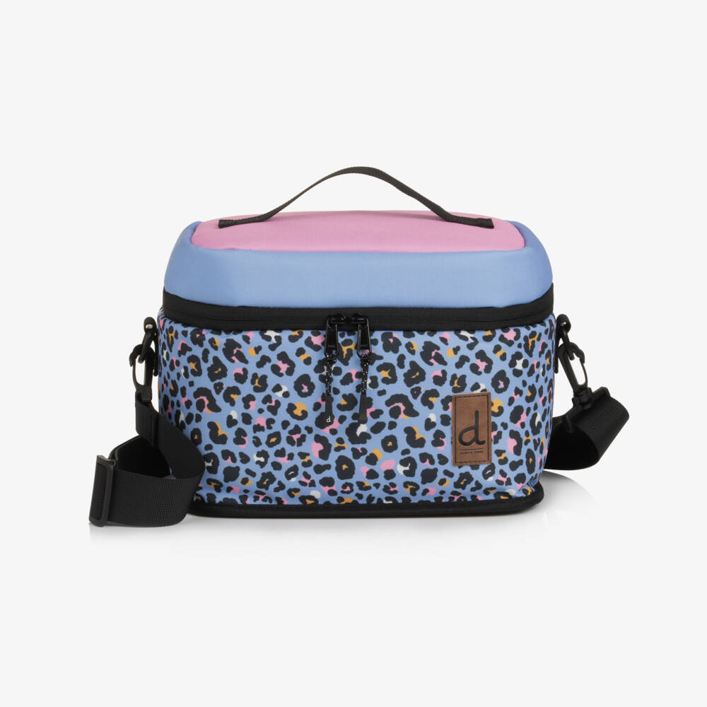 Deux par Deux-Girls Blue & Pink Leopard Print Lunch Bag (25cm) | Childrensalon