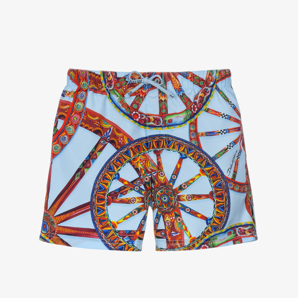 Dolce & Gabbana-Boys Blue Carretto Swim Shorts | Childrensalon