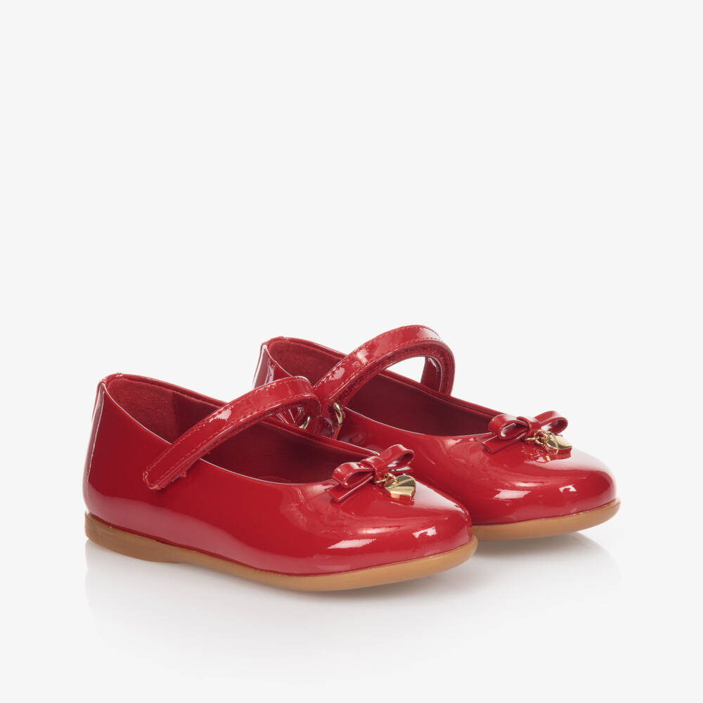 Dolce & Gabbana-Red Patent Leather Shoes With Heart Charm | Childrensalon