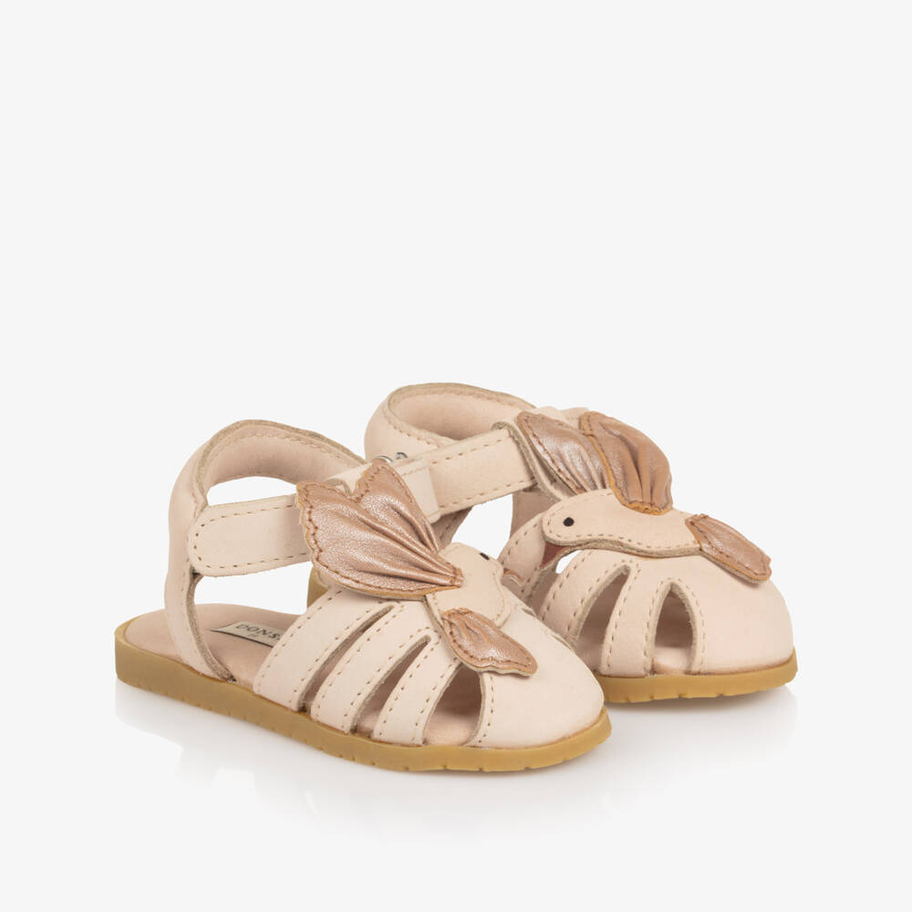 Donsje-Girls Pink Leather Hummingbird First Walkers | Childrensalon