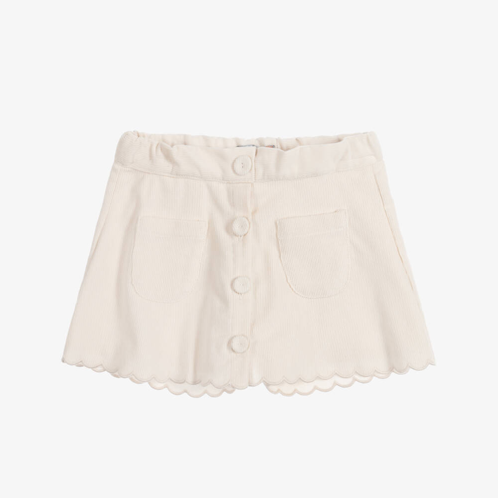 Dr. Kid-Girls Ivory Cotton Needlecord Skort | Childrensalon