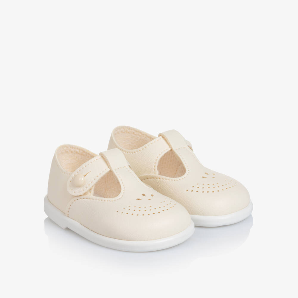 Early Days-Ivory T-Bar First Walker Shoes | Childrensalon