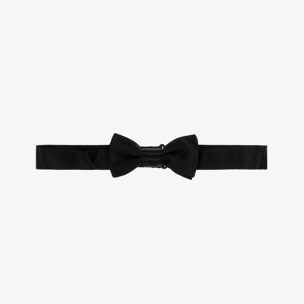 Emporio Armani-Boys Black Silk Satin Bow Tie | Childrensalon