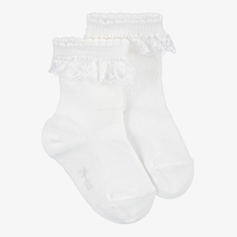 Falke-Baby Girls White Lace Socks | Childrensalon