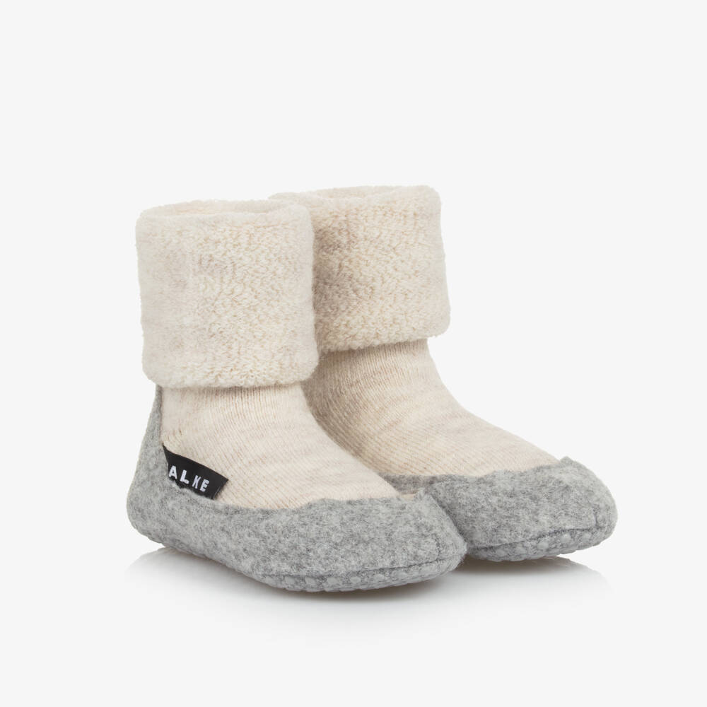 Falke-Beige Wool Slipper Socks | Childrensalon