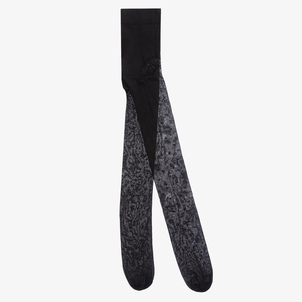 Falke-Girls Black Sheer Dot Tights | Childrensalon