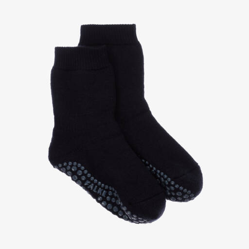 Falke-Navy Blue Cotton & Wool Slipper Socks | Childrensalon