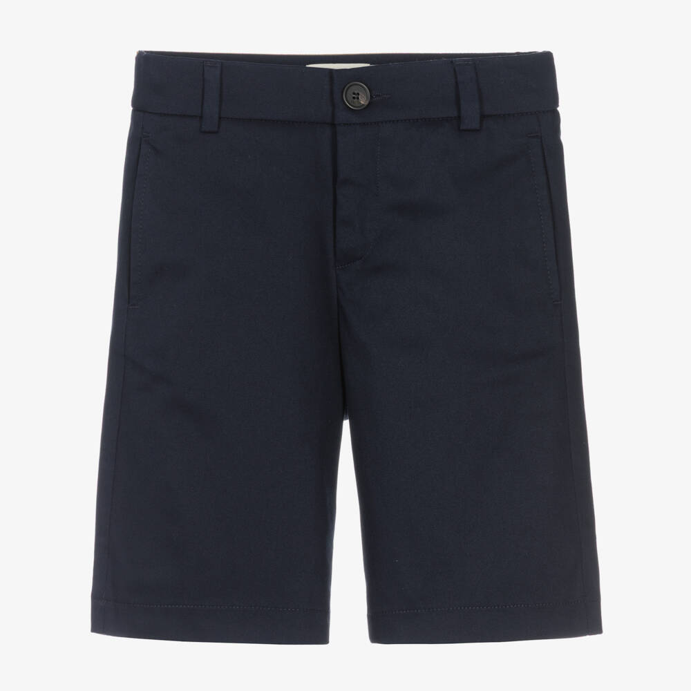 Fendi-Boys Navy Blue Cotton Gabardine Shorts | Childrensalon