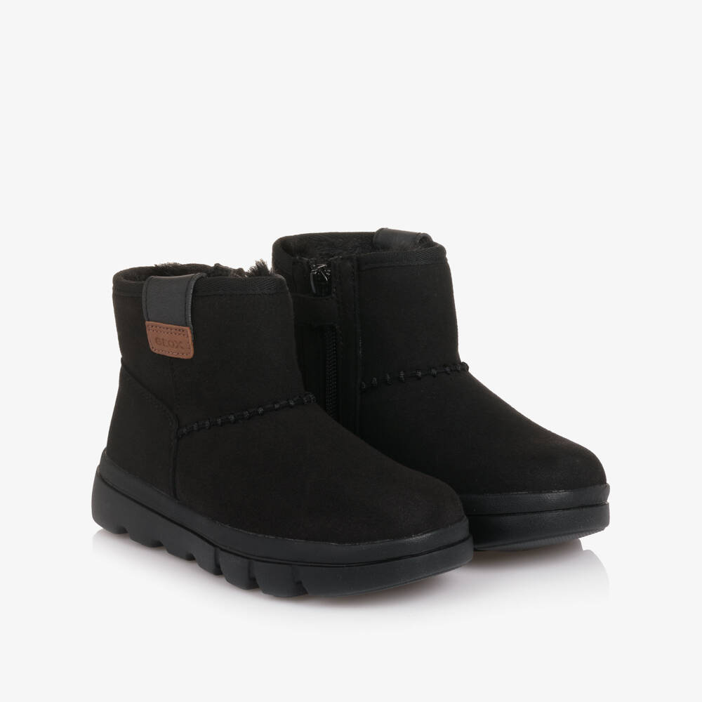 Geox-Girls Black Faux Suede Leather Boots | Childrensalon