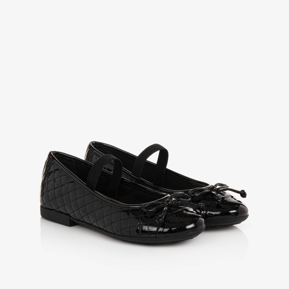 Geox-Girls Black Leather Respira Ballet Flats | Childrensalon