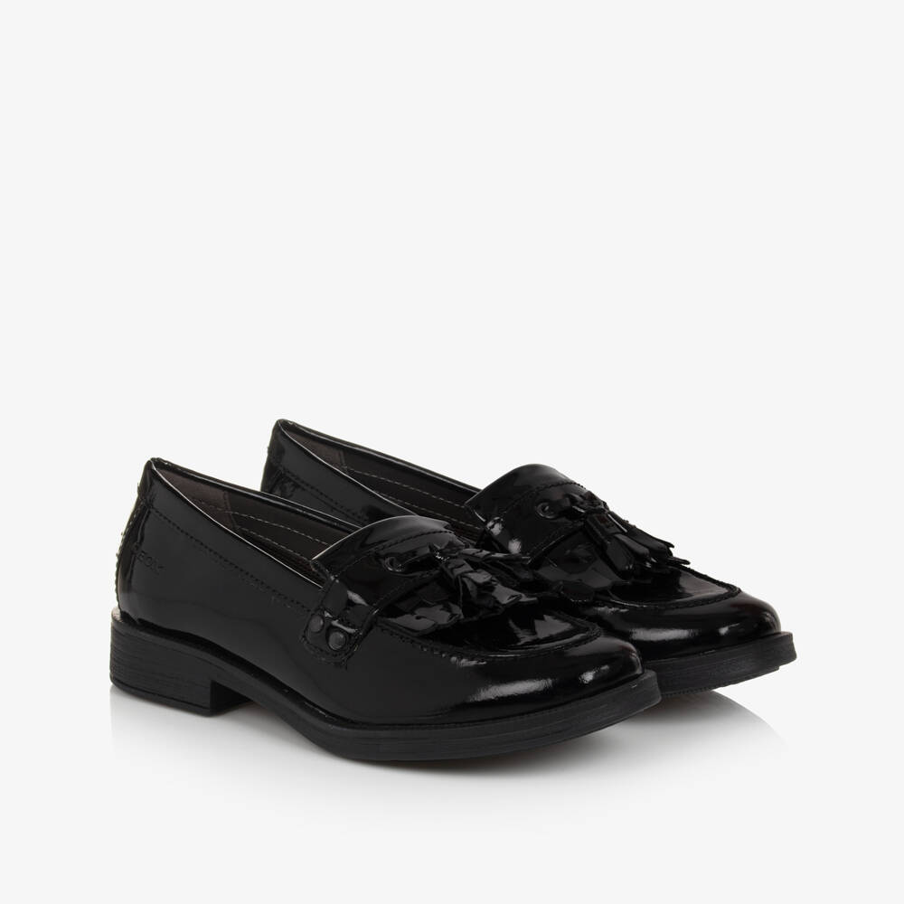 Geox-Girls Black Patent Leather Loafers | Childrensalon