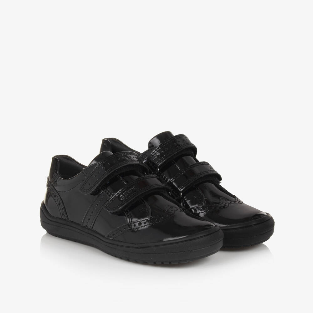 Geox-Girls Black Patent Leather Respira Trainers | Childrensalon