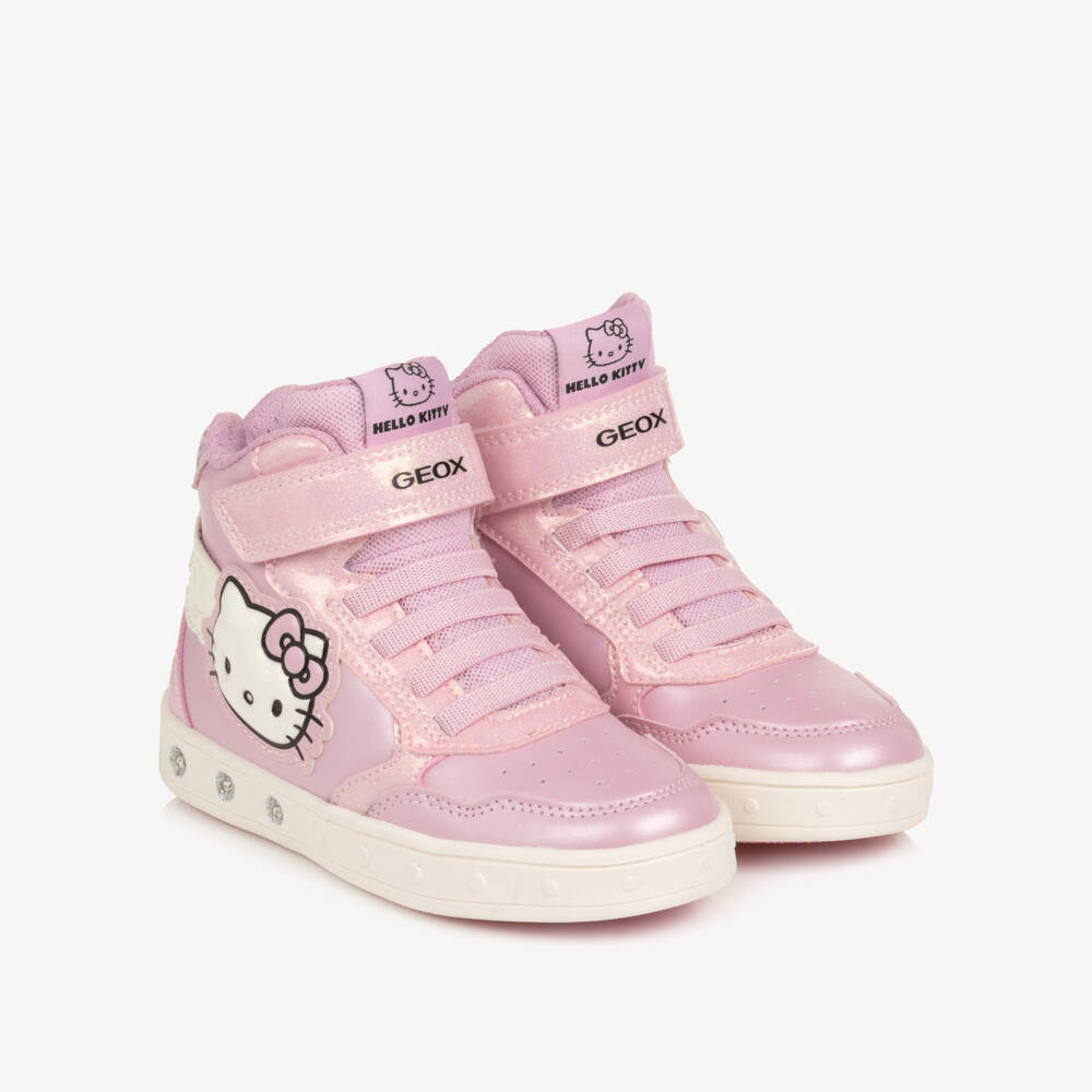Geox-Girls Pink Hello Kitty High-Top Light-Up Trainers | Childrensalon