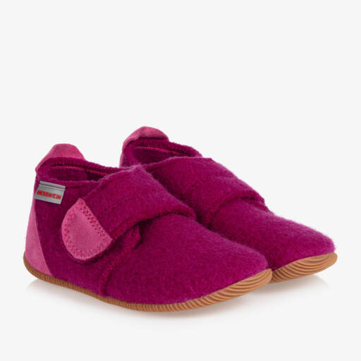 Giesswein-Girls Pink Felted Wool Slippers | Childrensalon