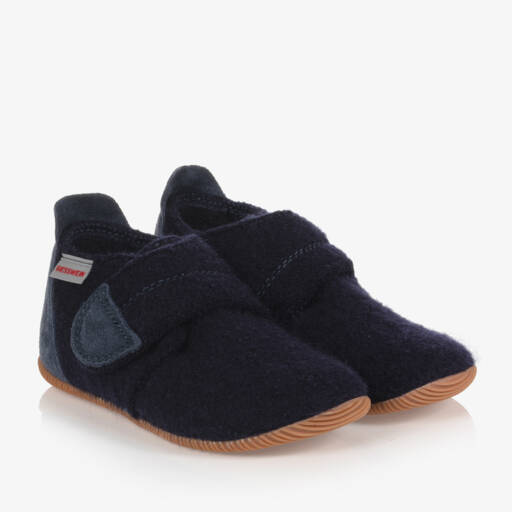 Giesswein-Navy Blue Felted Wool Slippers | Childrensalon