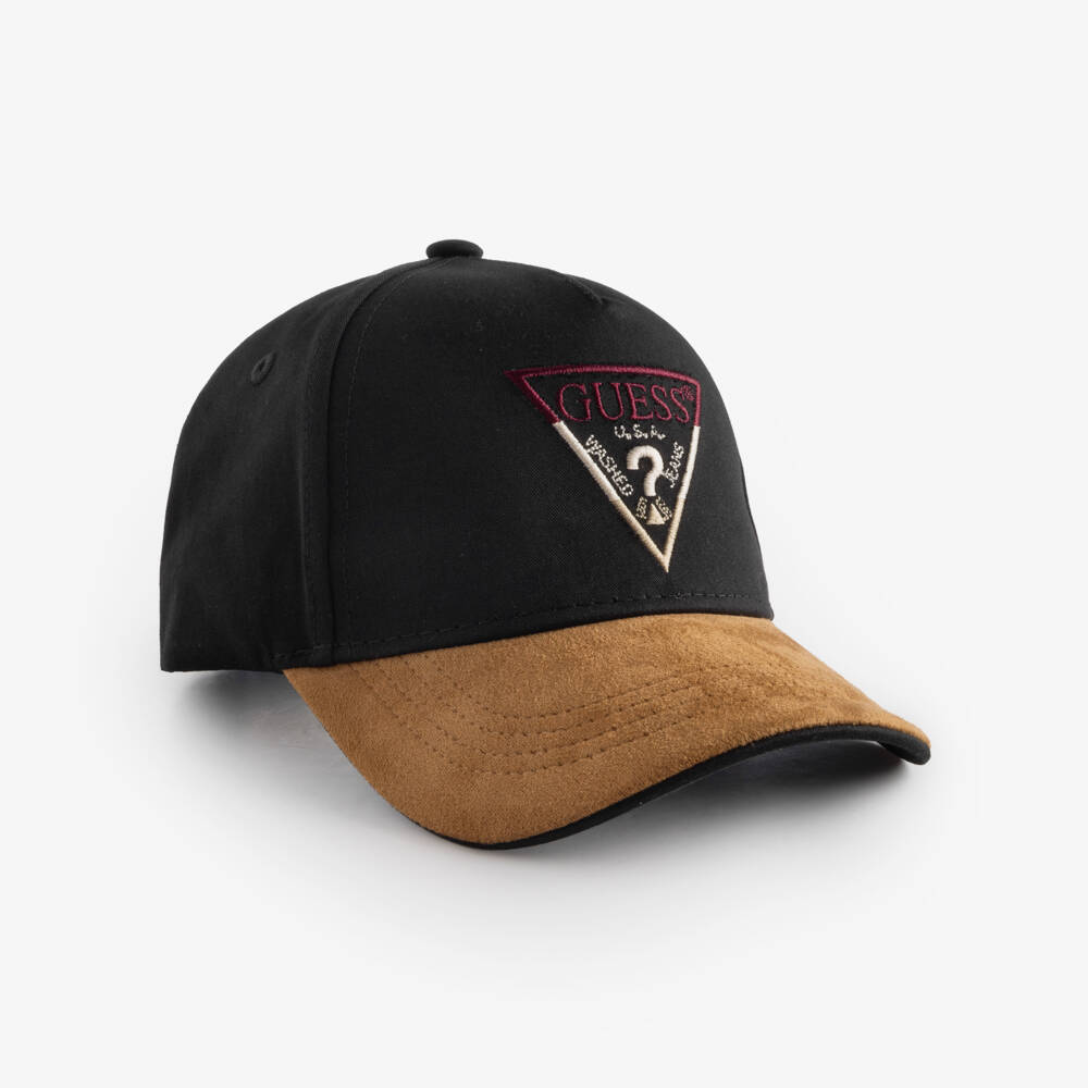 Guess-Boys Black Logo Cap in Cotton Twill | Childrensalon