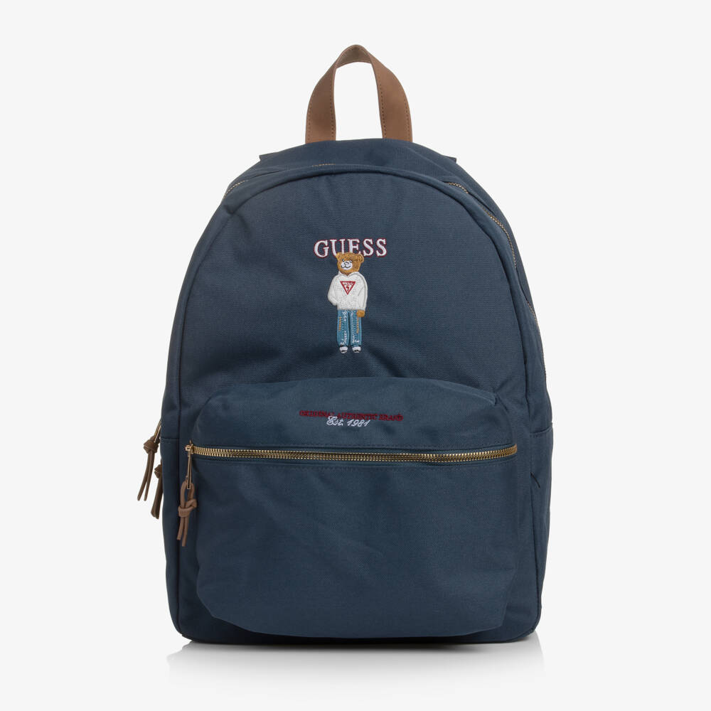 Guess-Dark Blue Backpack with Varsity Bear (40cm) | Childrensalon