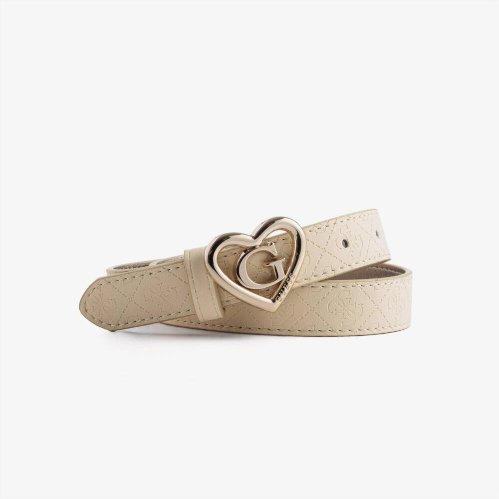Guess-Girls Ivory 4g Faux Leather Belt  | Childrensalon