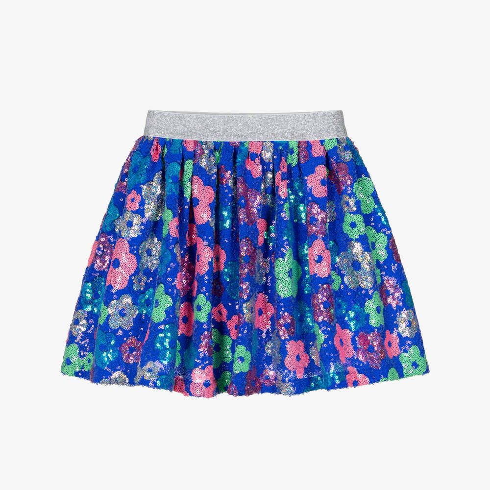 Hatley-Girls Blue Floral Sequinned Skirt | Childrensalon