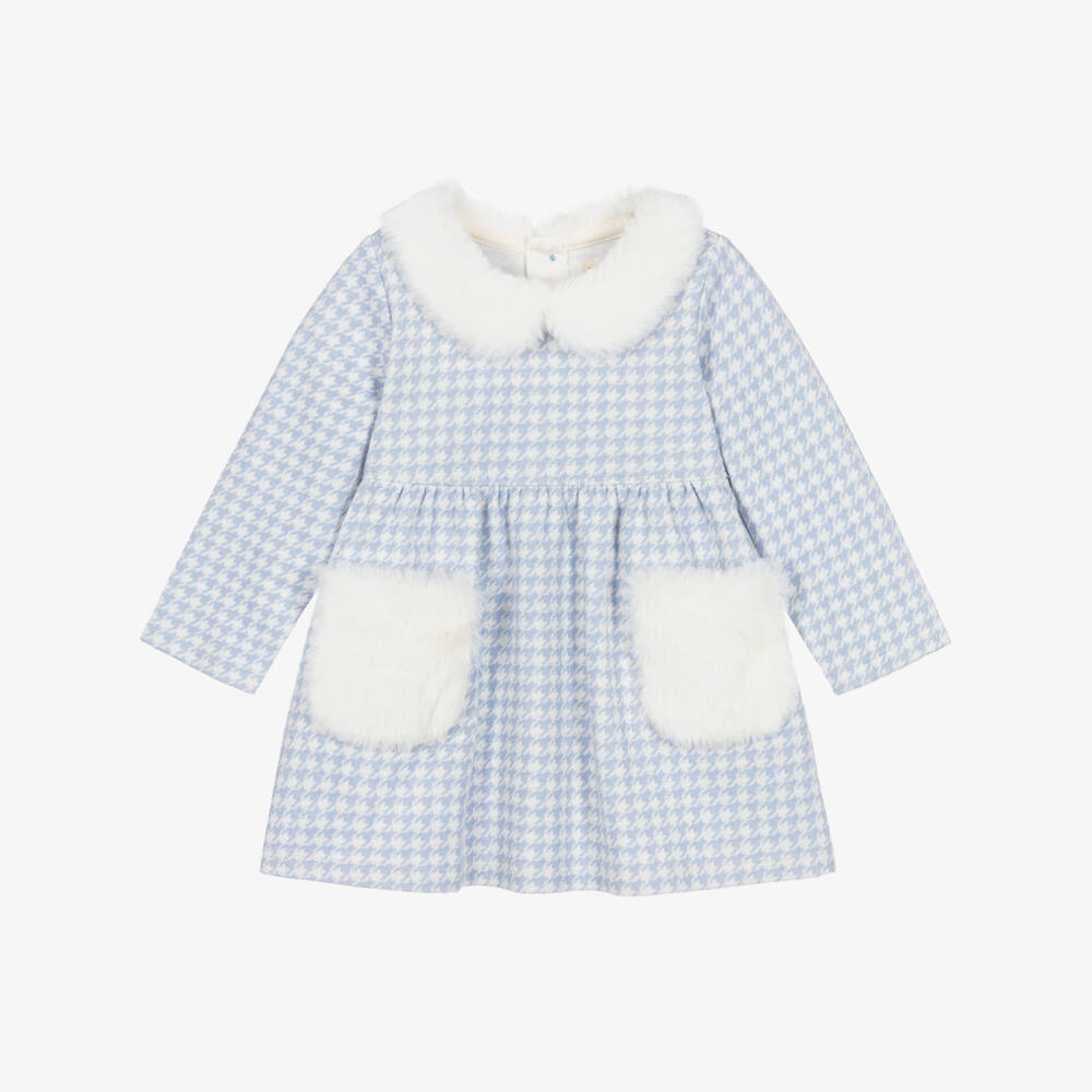Hatley-Girls Blue Houndstooth Jersey Dress | Childrensalon