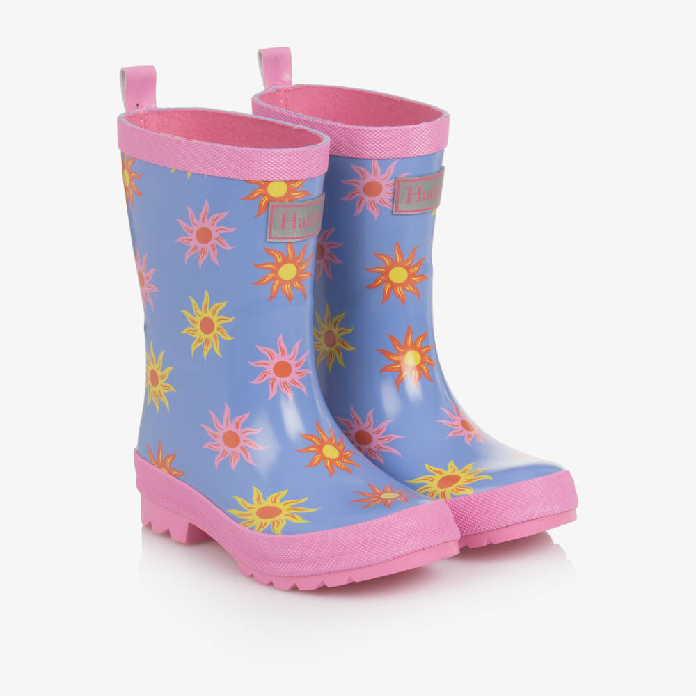 Hatley-Girls Blue & Pink Sun Print Rain Boots | Childrensalon