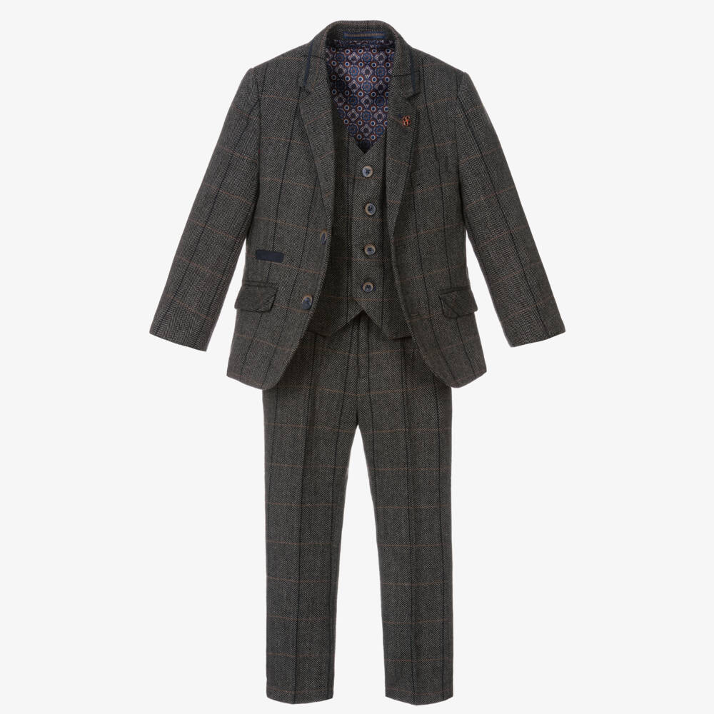 House of Cavani-Boys Grey Tweed Albert Suit | Childrensalon