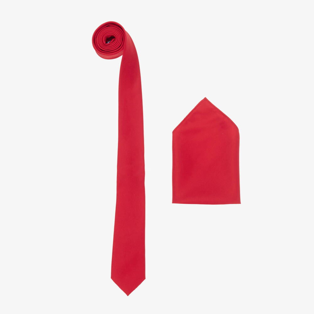 House of Cavani-Boys Red Satin Tie Set | Childrensalon