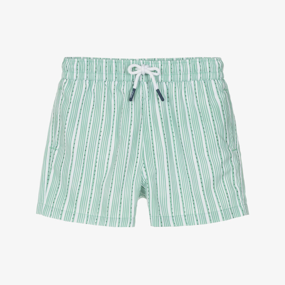 J&Josh-Boys Green Striped Drawstring Swim Shorts | Childrensalon