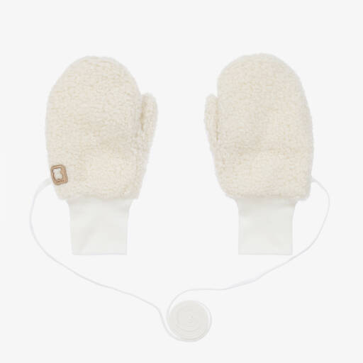 Jamiks-Ivory Bouclé Fleece Mittens | Childrensalon