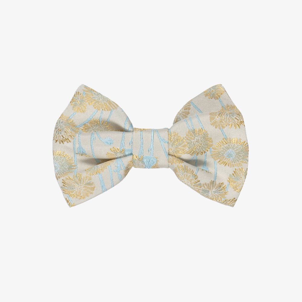 Jessie and James London-Girls Golden Daisy Jacquard Bow Hair Clip (12cm) | Childrensalon