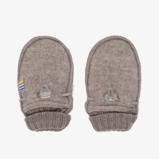 Joha-Beige Merino Wool Baby Mittens | Childrensalon
