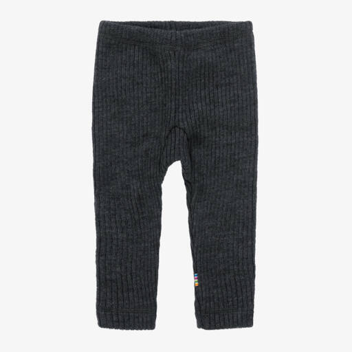 Joha-Dark Grey Merino Wool Ribbed Leggings | Childrensalon