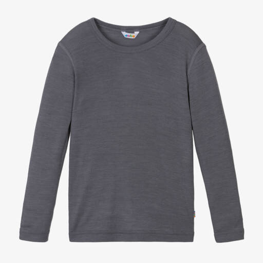Joha-Grey Thermal Merino Wool & Silk Top | Childrensalon