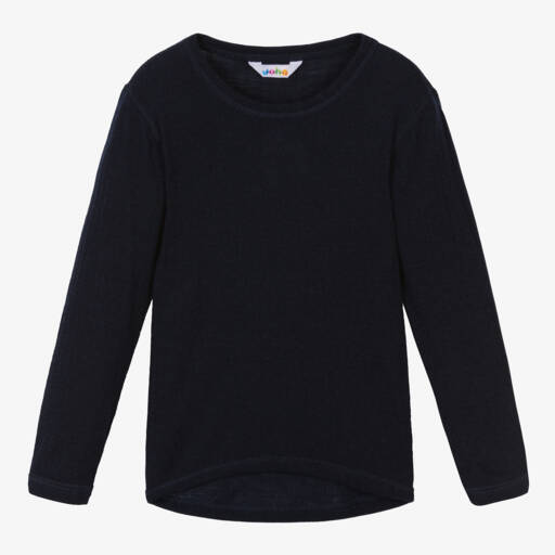Joha-Navy Blue Merino Wool Knitted Top | Childrensalon