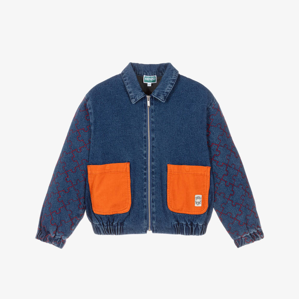 KENZO KIDS-Boys Blue Denim Bomber Jacket | Childrensalon