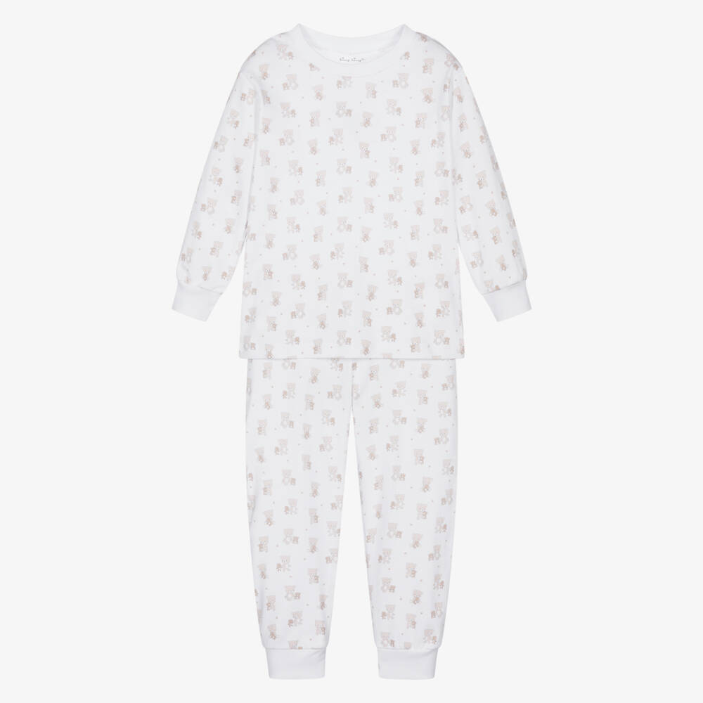 Kissy Kissy-Boys White Pima Cotton Teddy Bear Love Pyjamas | Childrensalon