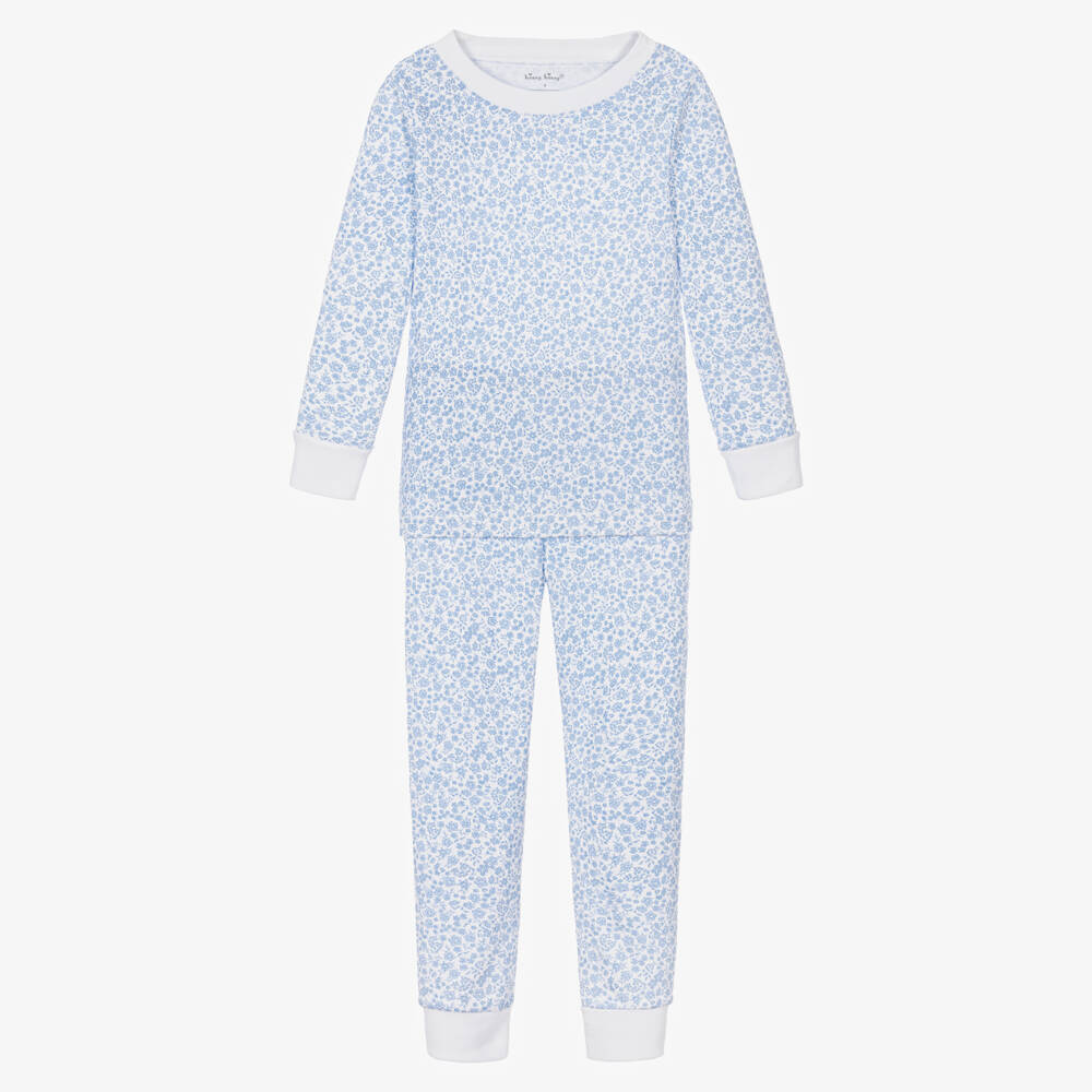 Kissy Kissy-Girls Blue Pima Cotton Fall Blooms Pyjamas | Childrensalon