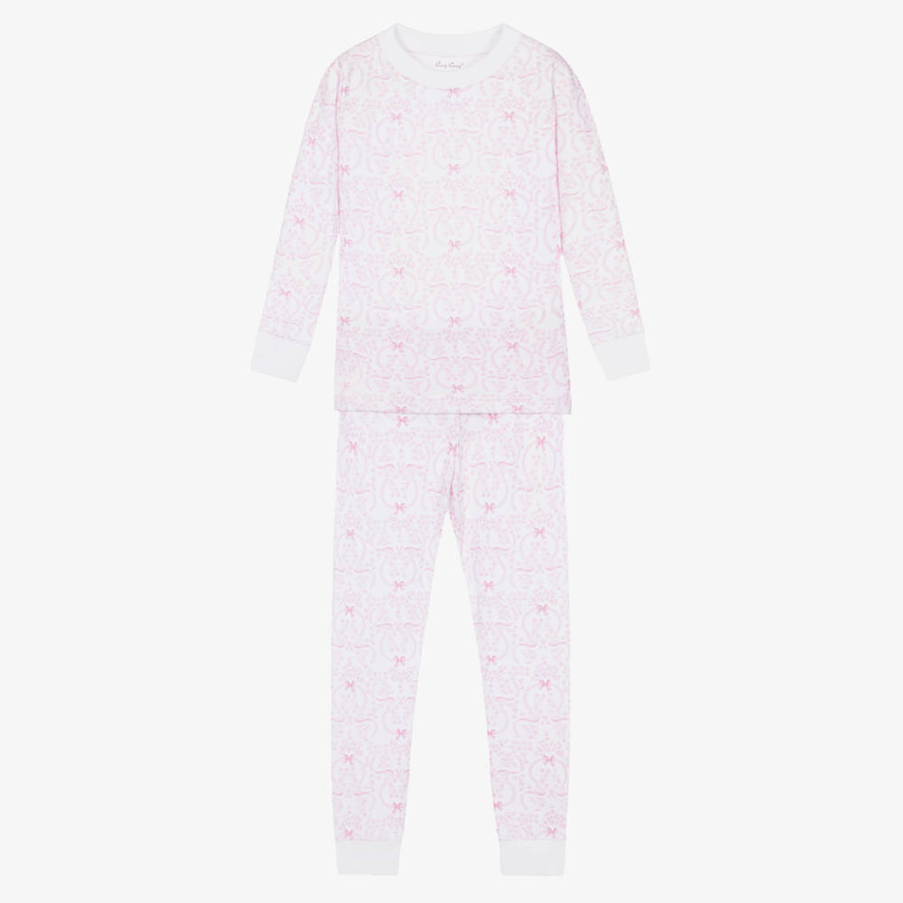 Kissy Kissy-Girls Pink Pima Cotton Blooming Bows Pyjamas  | Childrensalon