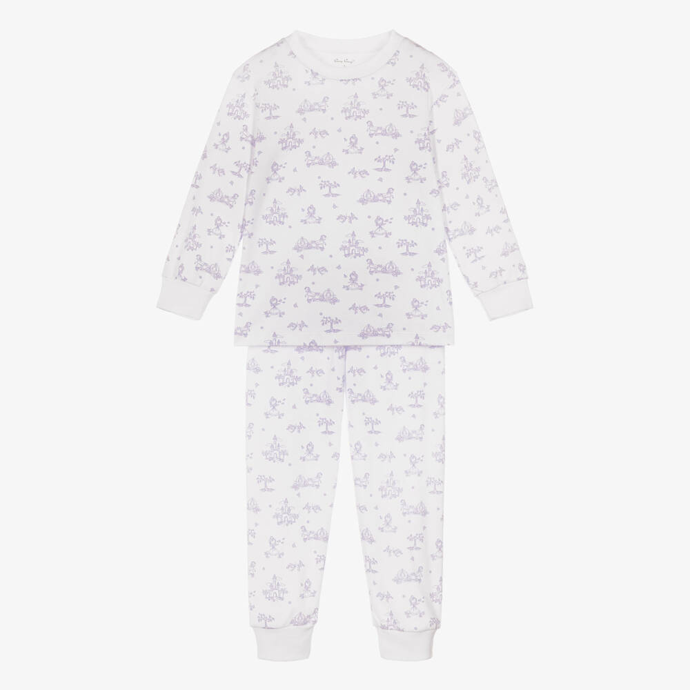 Kissy Kissy-Girls White & Lilac Princess Adventures Pima Cotton Pyjamas | Childrensalon