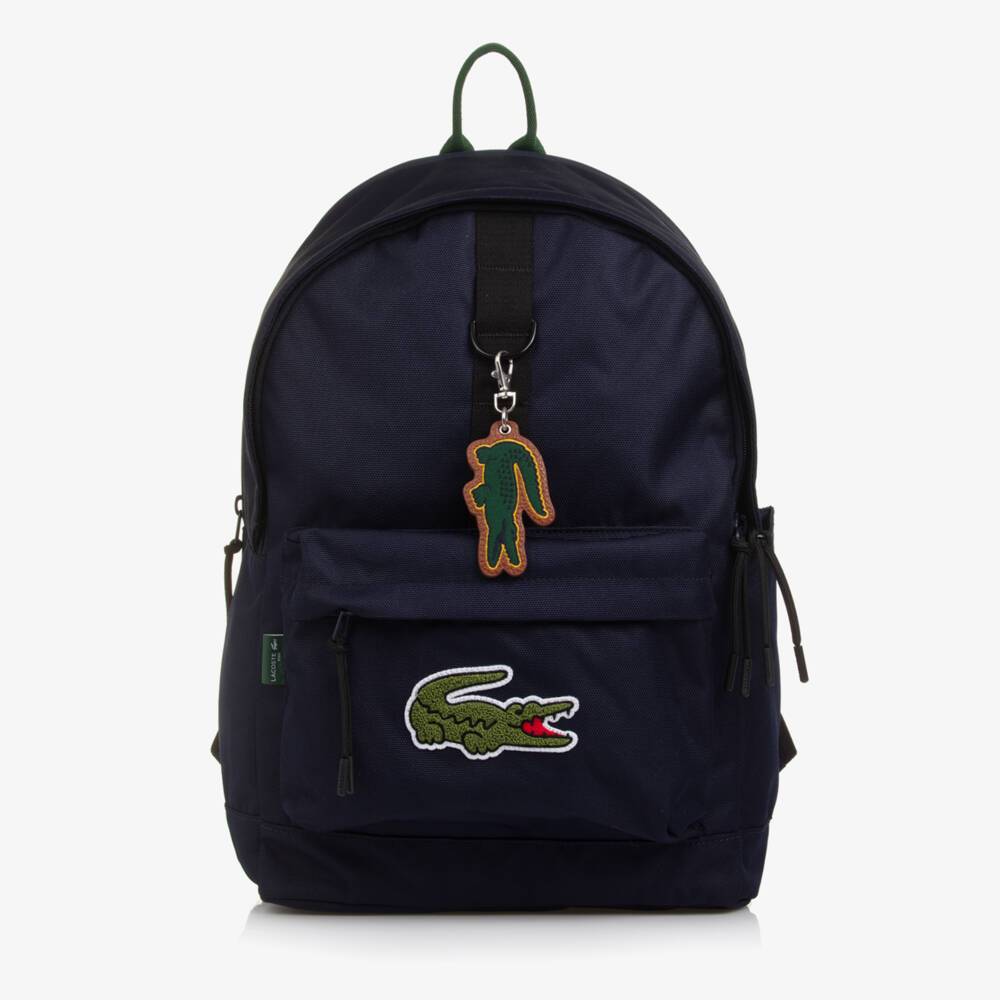 Lacoste-Navy Blue Canvas Crocodile Logo Backpack (44cm) | Childrensalon